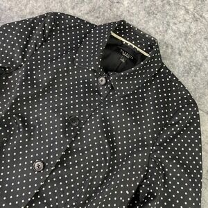 Talbots Womens Blazer Jacket Size 10 Black White Polka‎ Dot Big Buttons Collared